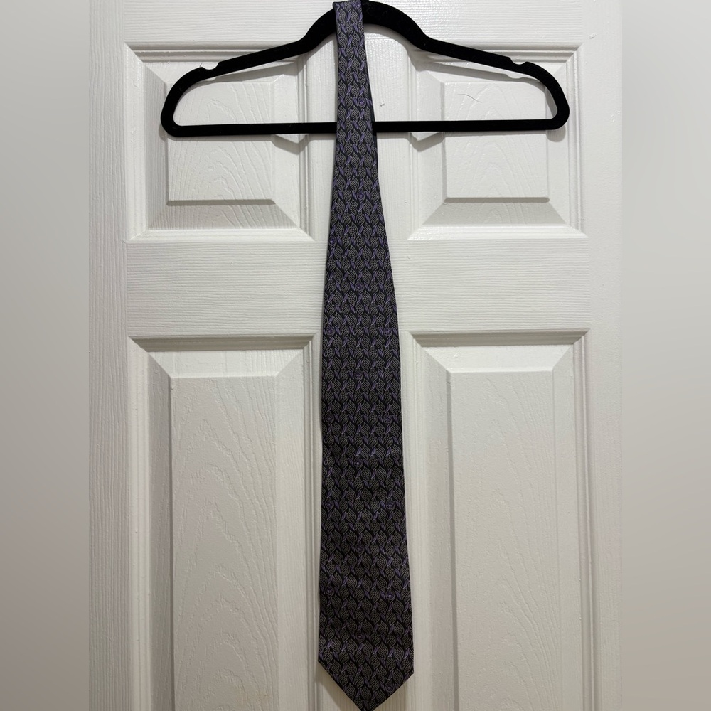 Versace Black and Purple Patterned Tie